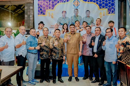 Bobby Nasution Hadiri Halal Bihalal yang Digelar Dewan Pimpinan Daerah (DPD) Realestat Indonesia (REI) Sumut di Lembur Kuring Jalan T Amir Hamzah, Medan, Senin (8/5).