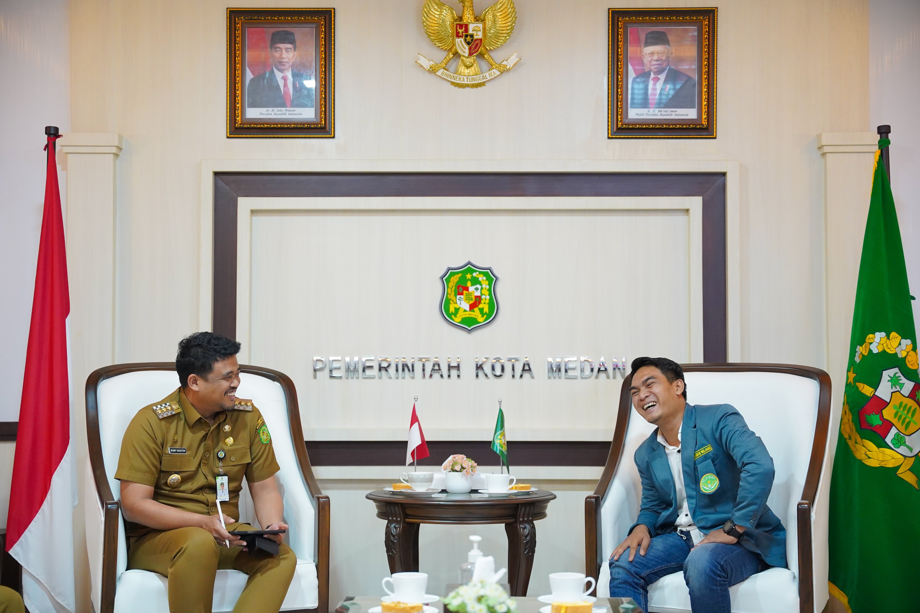 Wali Kota Medan, Bobby Nasution Menerima Kunjungan PW IPNU Sumut 
di Balai Kota Medan, Jalan Kapten Maulana Lubis Medan, Selasa (28/11/2023) Sore