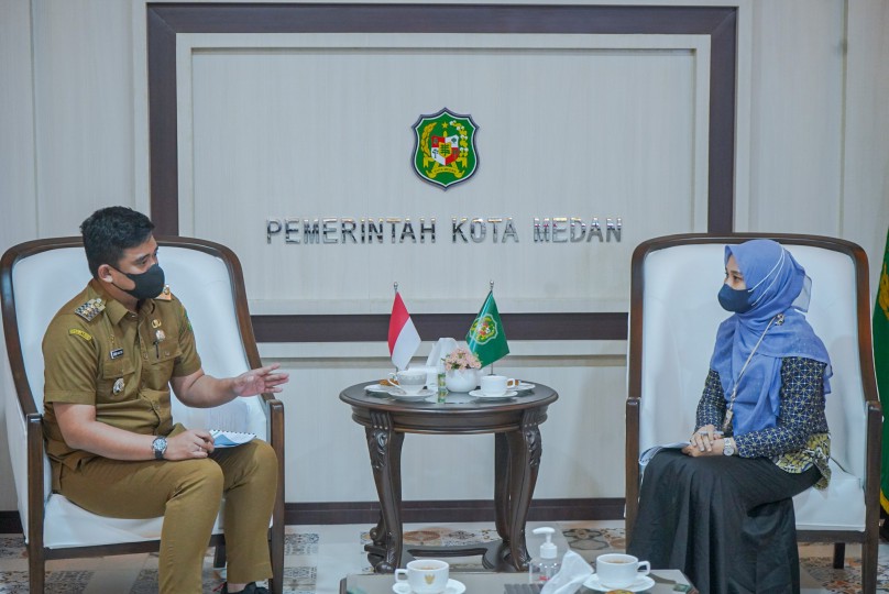 Wali Kota Medan, Bobby Nasution Menerima Audiensi Kepala BPJS Kesehatan Cabang Medan di Balai Kota, Selasa (7/6)
