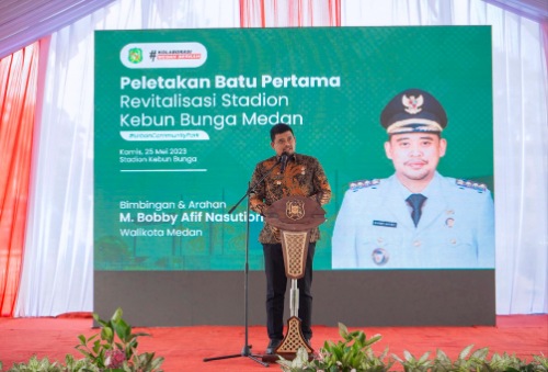 Bobby Nasution Letakkan Batu Pertama Revitalisasi Stadion Kebun Bunga, Lapangan Sepakbola Standar Internasional